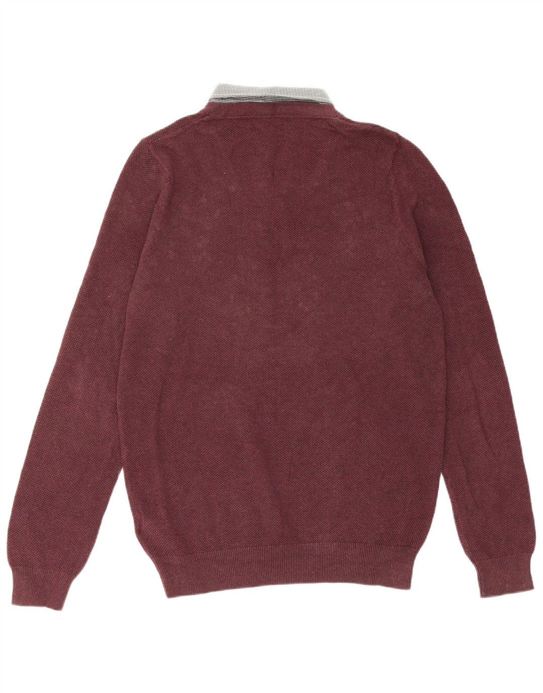 Suéter masculino Marks & Spencer de ajuste regular com gola polo pequeno Borgonha