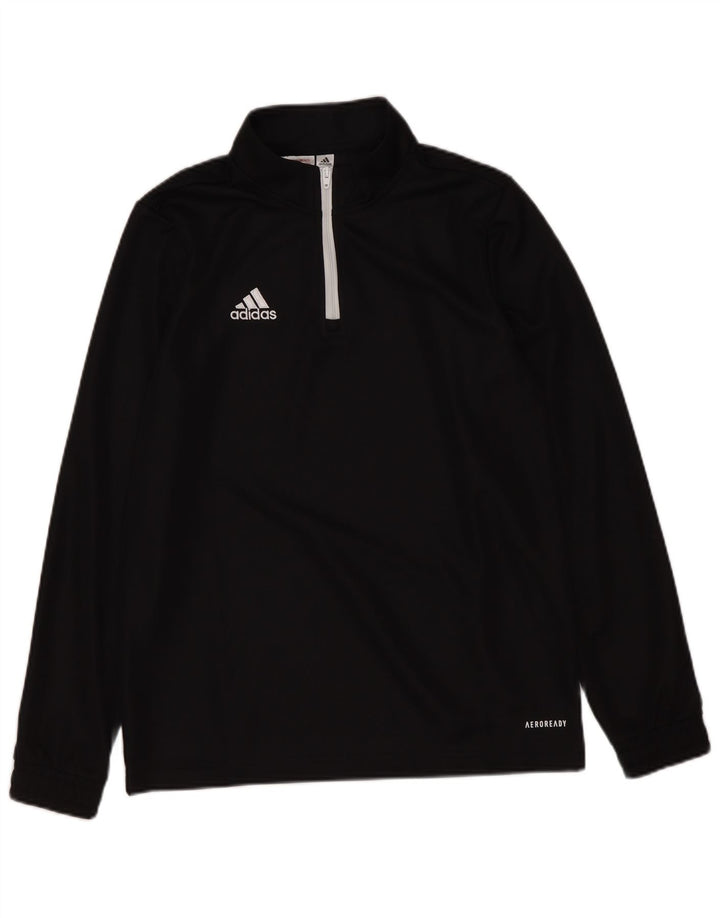 Adidas Meninos Aeroready Zip Neck Pullover Treino Top 11-12 Anos Preto
