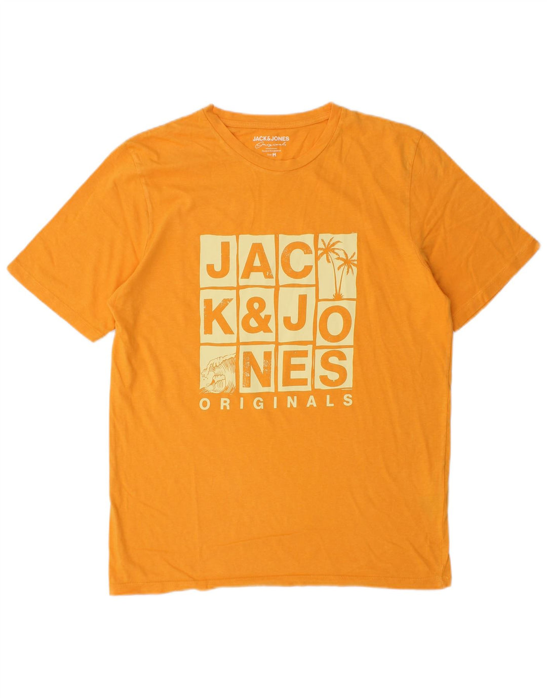 Camiseta masculina gráfica Jack & Jones Top médio algodão laranja