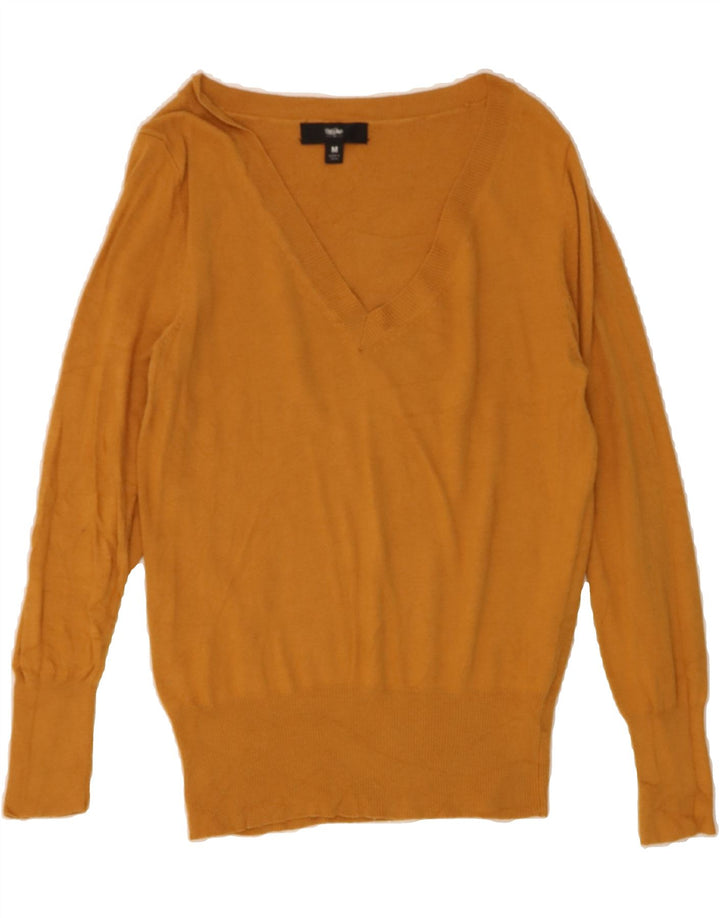 MOSSIMO Womens V-Neck Jumper Sweater UK 12 Medium Orange Nylon Vintage Mossimo and Second-Hand Mossimo from Messina Hembry 