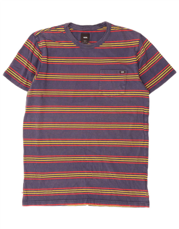 Vans Camiseta Masculina Top Médio Azul Marinho Listrado Algodão