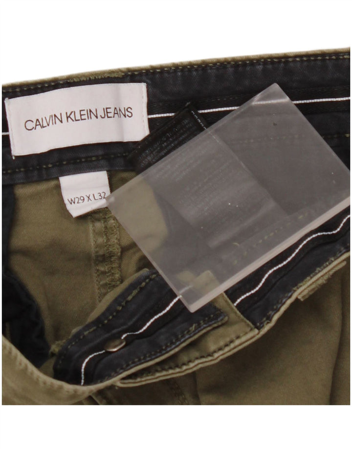 CALVIN KLEIN Calça cargo masculina slim W29 L29 algodão cáqui