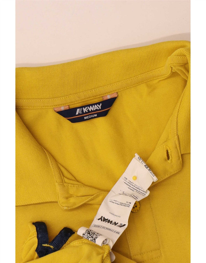 Camisa polo masculina K-Way algodão listrado amarelo médio