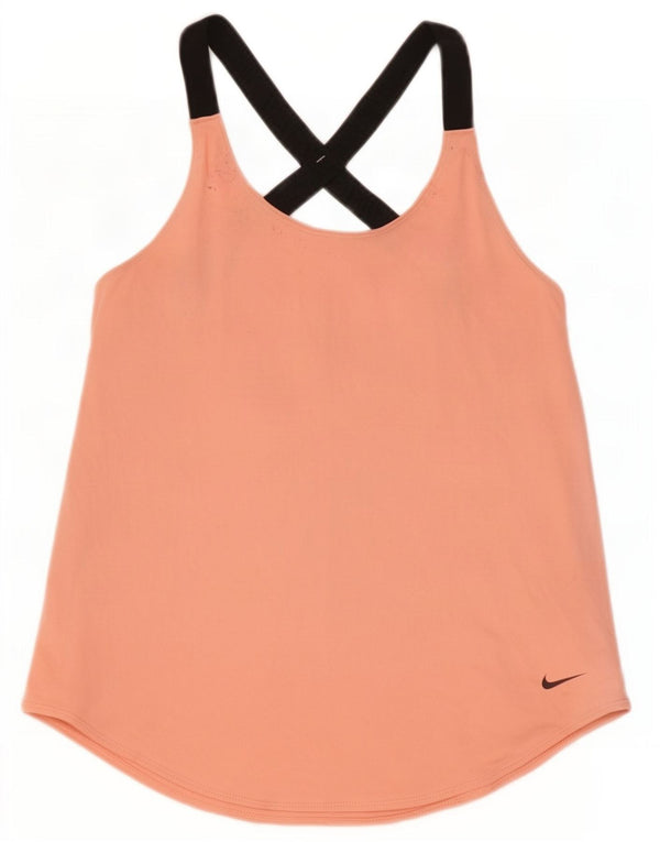 Nike Womens Dri Fit Standard Vest Top UK 4 XS Rosa Colourblock Poliéster