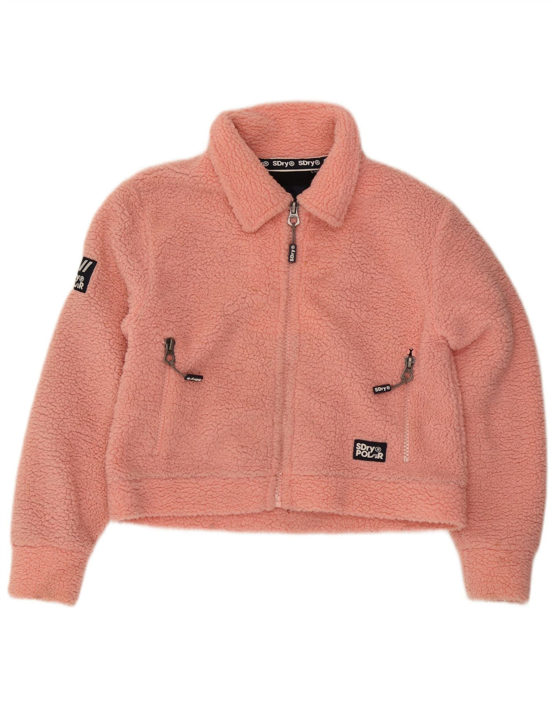 Jaqueta Superdry Feminina Teddy Bear Oversized Fleece UK 10 Pequena Rosa