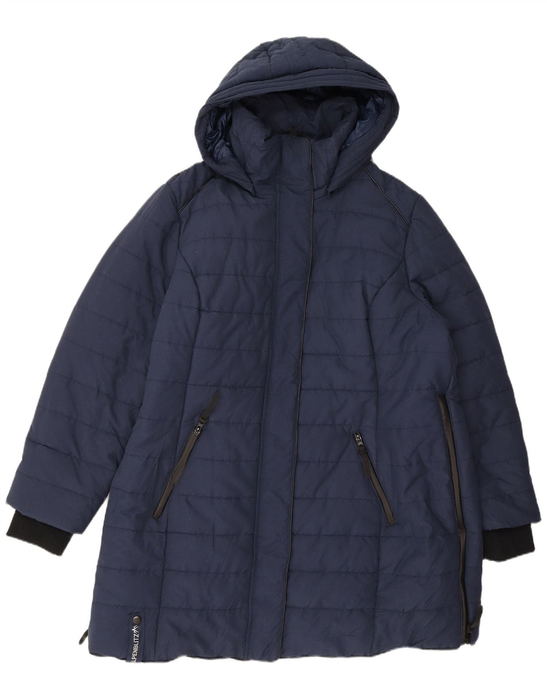 Casaco acolchoado com capuz feminino Alpenblitz UK 24 4XL azul marinho poliéster