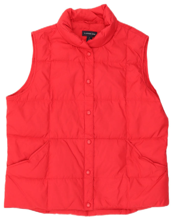 Colete acolchoado feminino Lands End UK 16 grande nylon vermelho