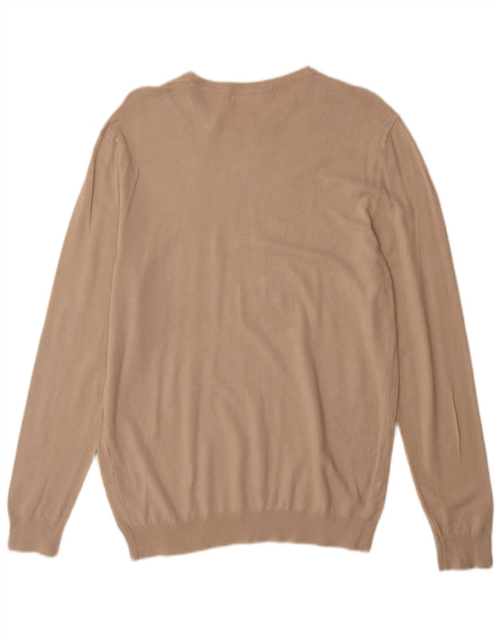Suéter masculino ZARA com gola redonda e viscose bege médio