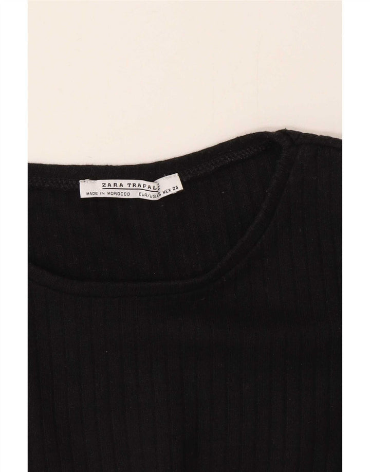 Zara Womens Trafaluc Top Manga Longa Reino Unido 10 Pequeno Preto