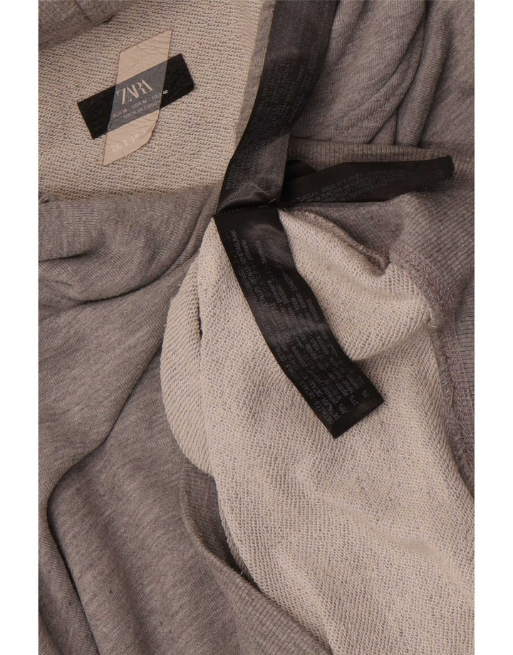 Zara Mens Hoodie Jumper Médio Cinza Poliéster