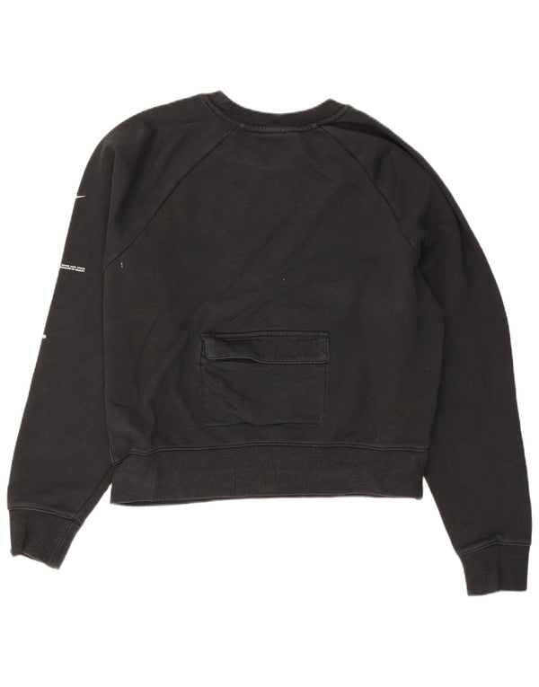 Nike Womens Swoosh Graphic Oversized Sweatshirt Jumper UK 10 Small Black