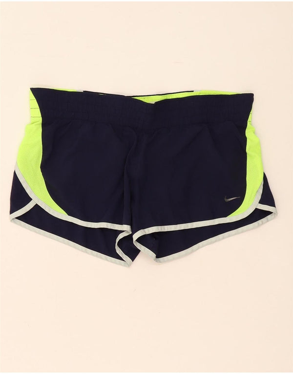 Nike Womens Regular Sport Shorts UK 14 medium Navy Blue Colourblock Sports