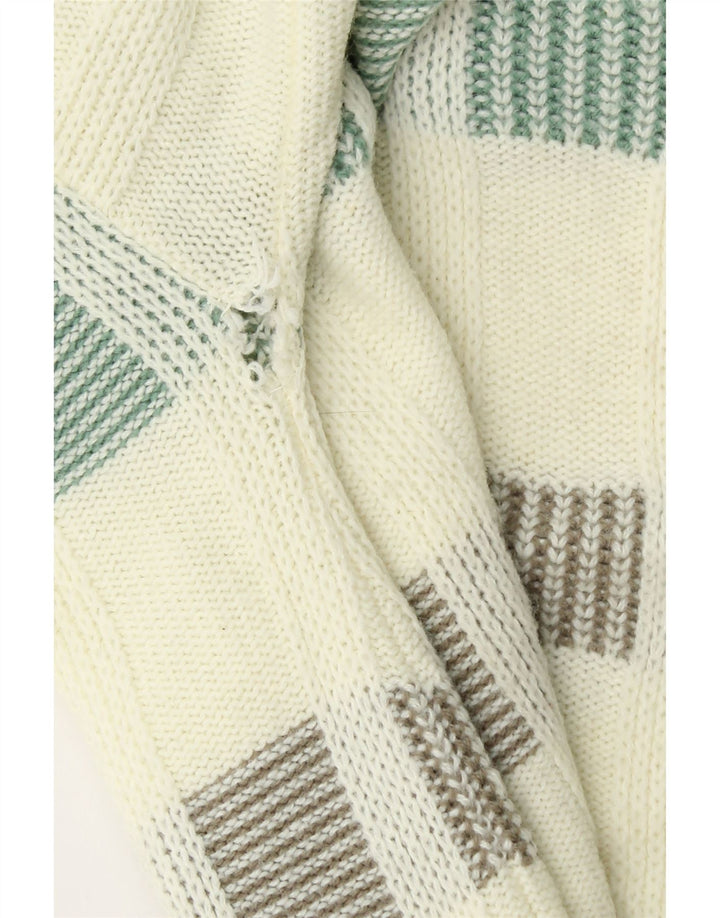 Suéter masculino LONDON FOG com decote em V pequeno acrílico listrado branco