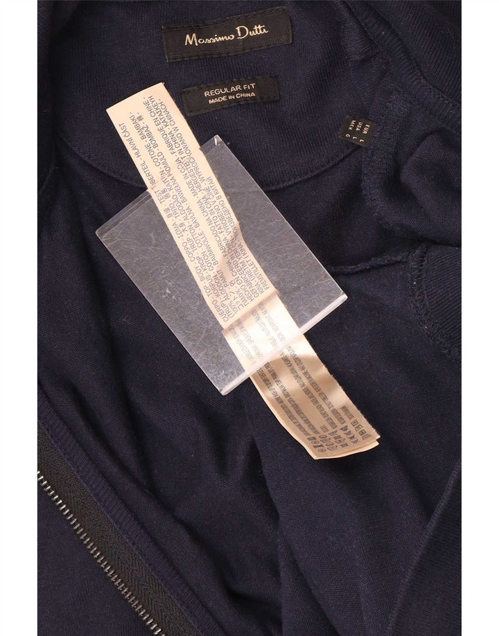 Jaqueta masculina Massimo Dutti de ajuste regular, jaqueta grande de algodão azul marinho