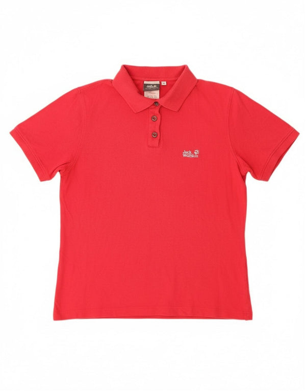 Camisa polo feminina Jack Wolfskin Reino Unido 14/16 grande algodão rosa