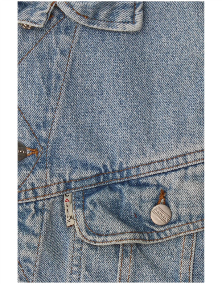 Colete jeans masculino vintage UK 36 pequeno azul