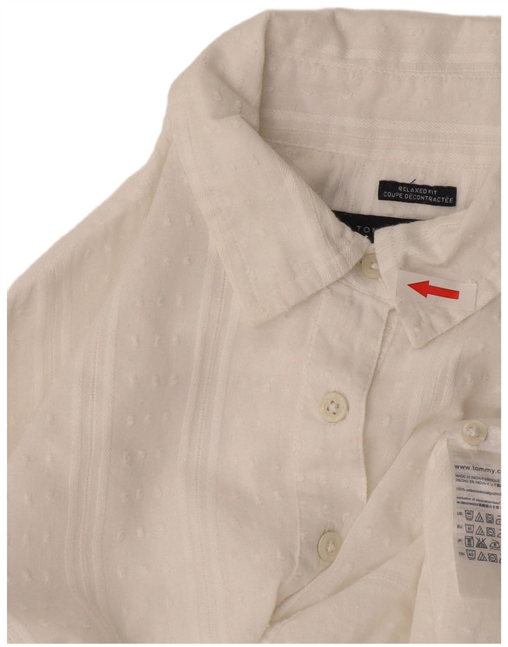 Pulôver feminino Tommy Hilfiger com ajuste relaxado Reino Unido 10 listrado branco pequeno