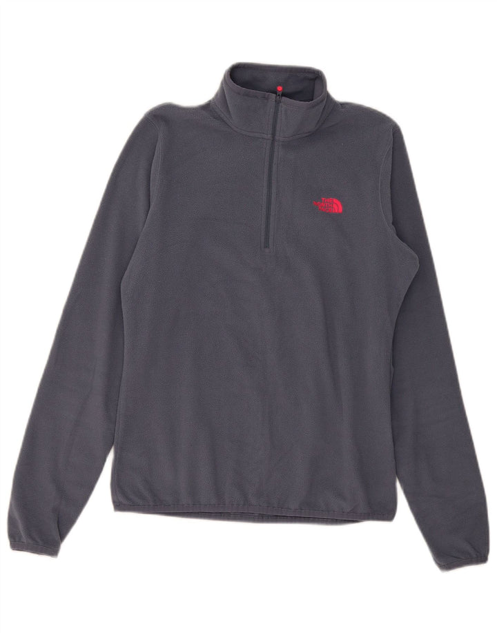 Suéter de lã feminino The North Face com zíper e gola UK 10 pequeno poliéster cinza