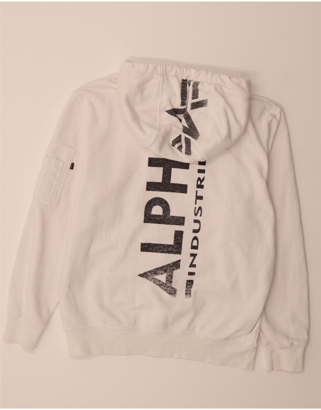 ALPHA INDUSTRIES Suéter com capuz gráfico masculino grande algodão branco