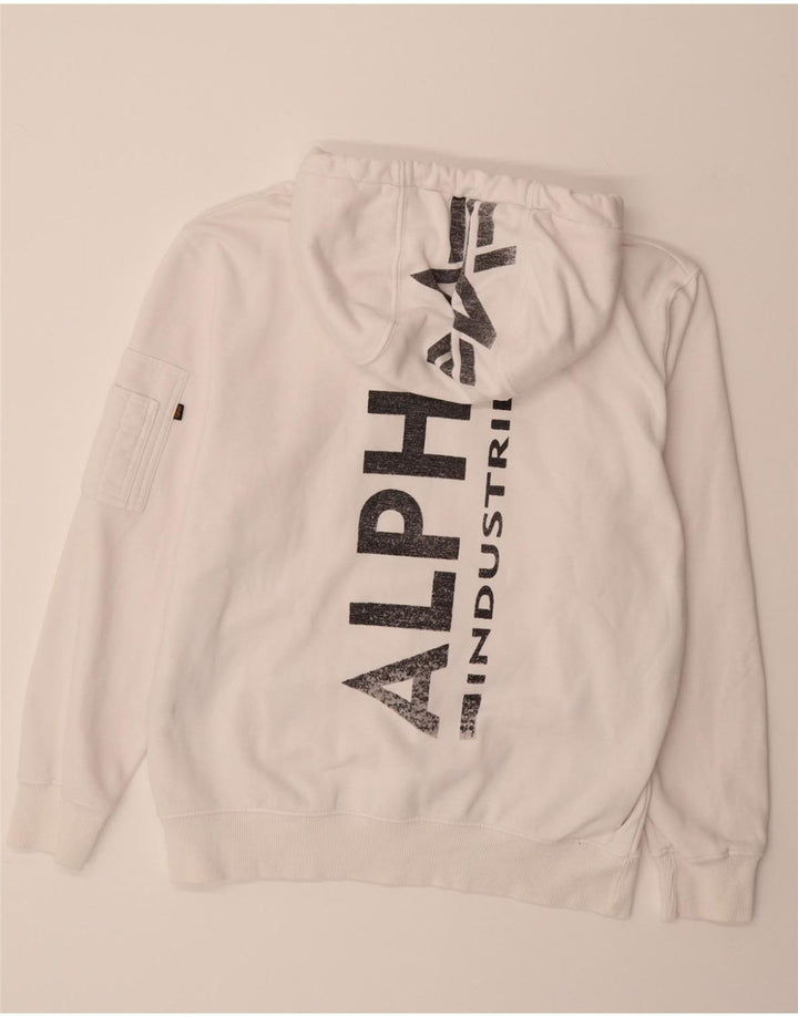 ALPHA INDUSTRIES Suéter com capuz gráfico masculino grande algodão branco