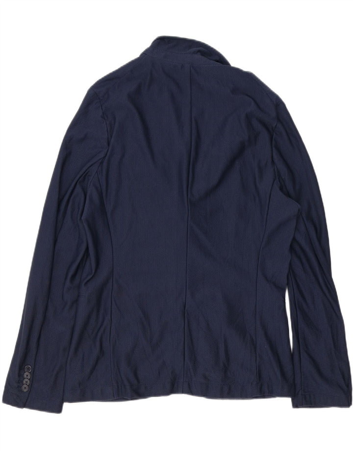 Jaqueta blazer masculina Zara com 2 botões UE 52 grande azul marinho poliamida