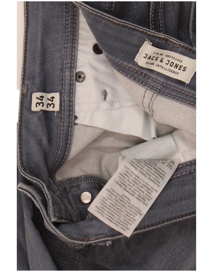 Jack & Jones Masculino Tim Slim Jeans W34 L34 Cinza Algodão