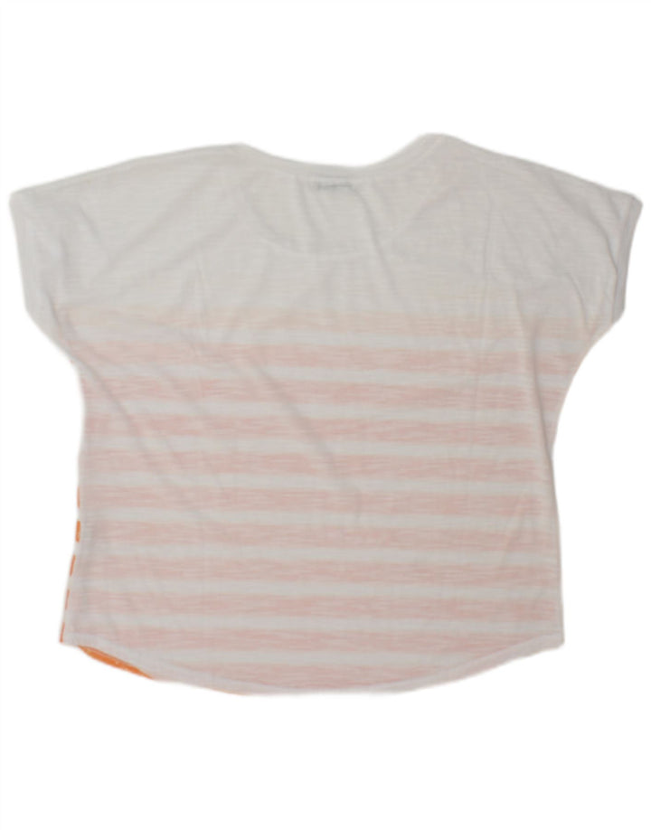 Camiseta feminina Guess UK 14 listrada branca média