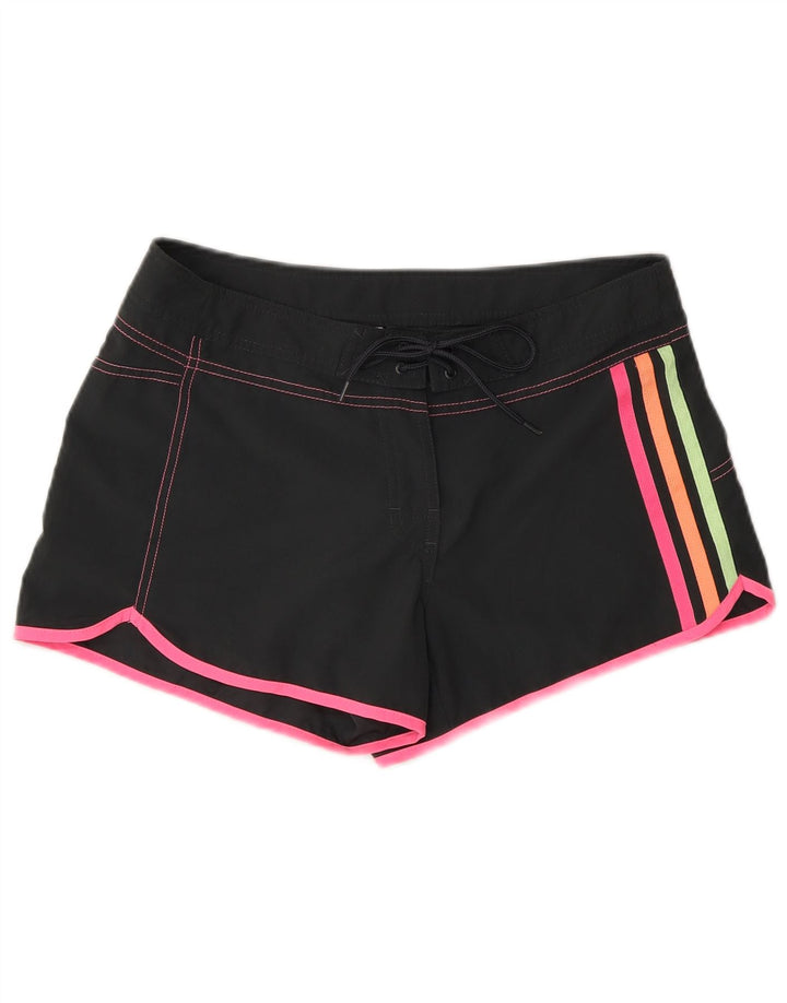 Shorts de natação feminino Adidas UK 8 pequeno poliéster preto