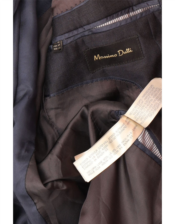 Jaqueta blazer masculina MASSIMO DUTTI com 2 botões UE 52 grande lã azul marinho