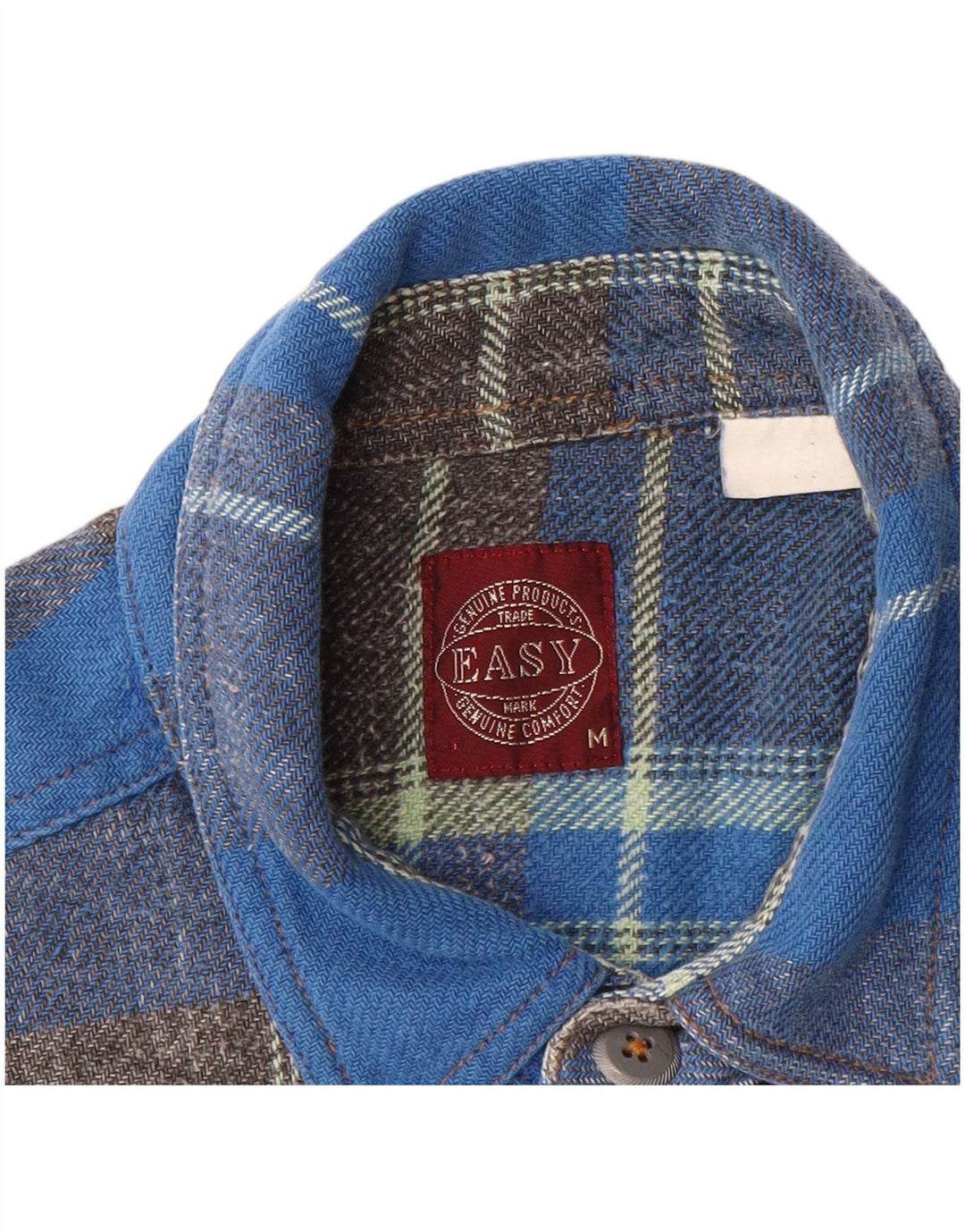 Camisa masculina de flanela EASY de algodão xadrez azul médio