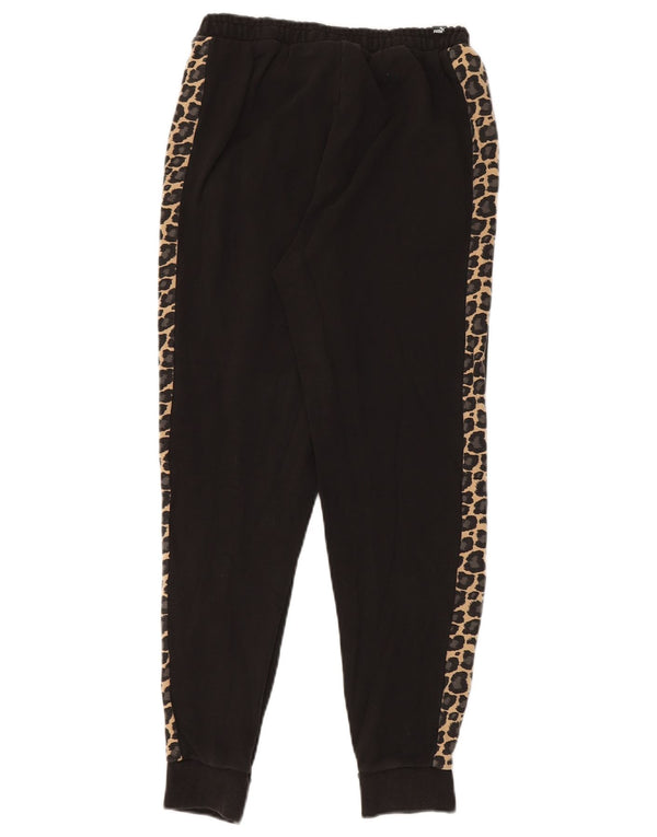 Puma Womens Graphic Tracksuit Trousers Joggers UK 6 XS Black Animal Print