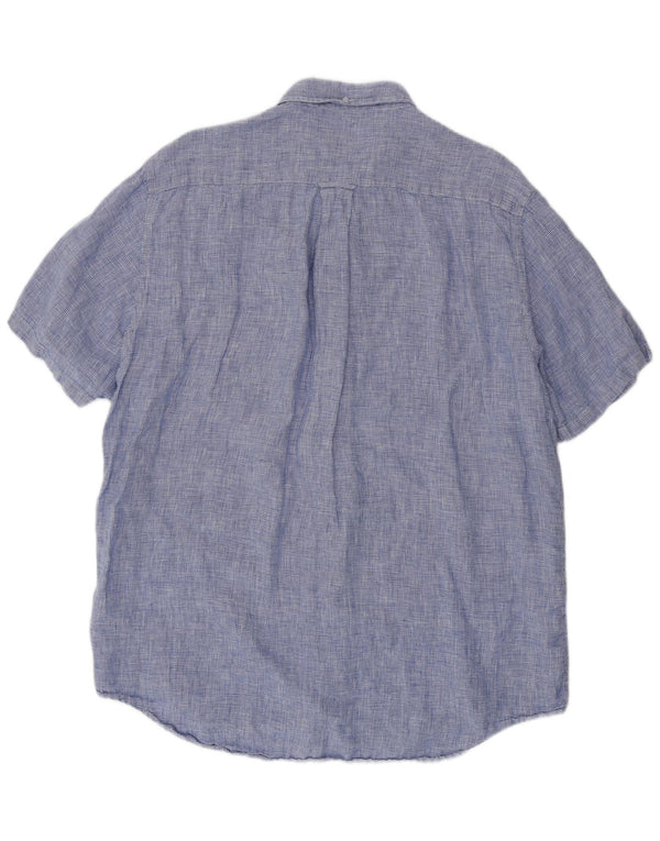 Camisa masculina de manga curta GANT tamanho 45/46 2XL linho houndstooth azul