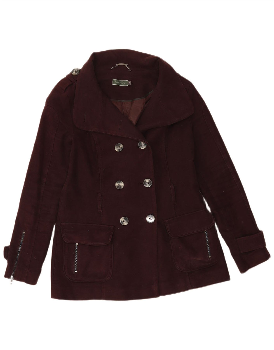 Casaco feminino MINT VELVET ervilha Reino Unido 10 pequeno algodão marrom