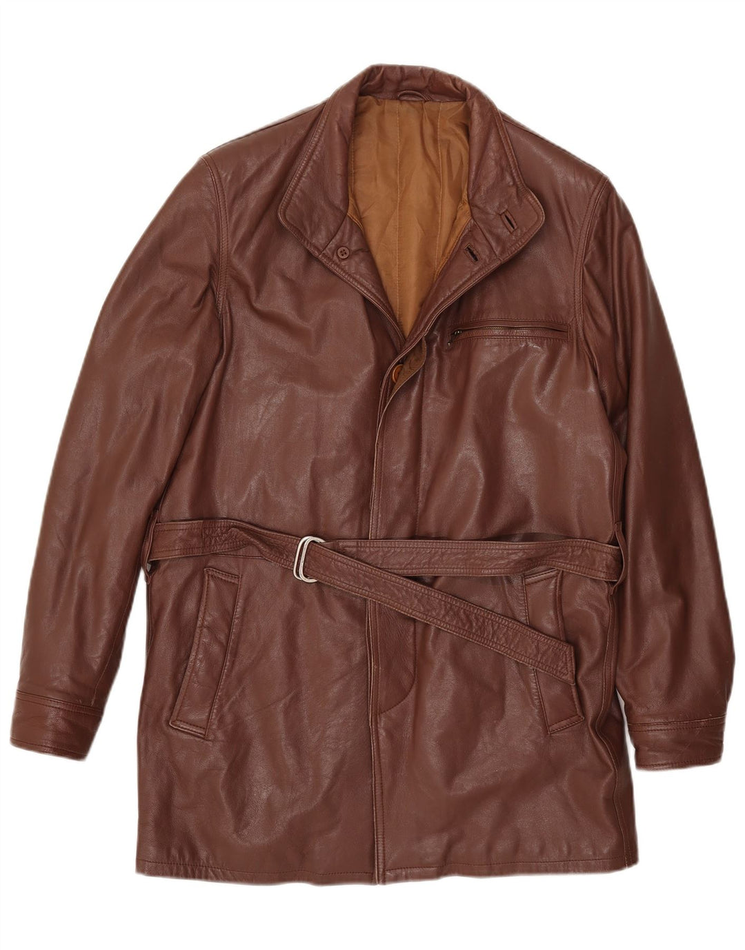 Casaco de couro masculino vintage IT 46 pequeno marrom