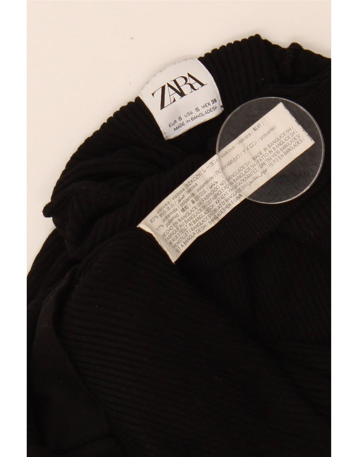 Suéter feminino ZARA com gola tartaruga Reino Unido 8 pequeno preto viscose