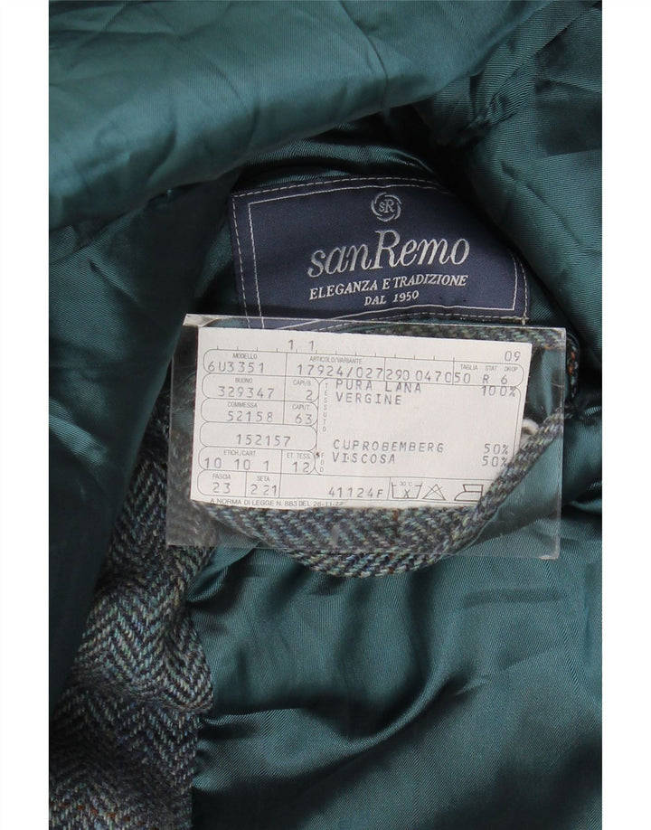 Jaqueta blazer masculina de 2 botões San Remo IT 50 grande espinha de peixe azul