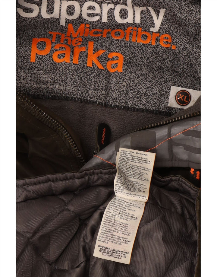 Jaqueta Parka masculina Superdry com capuz Reino Unido 42 XL cáqui poliéster