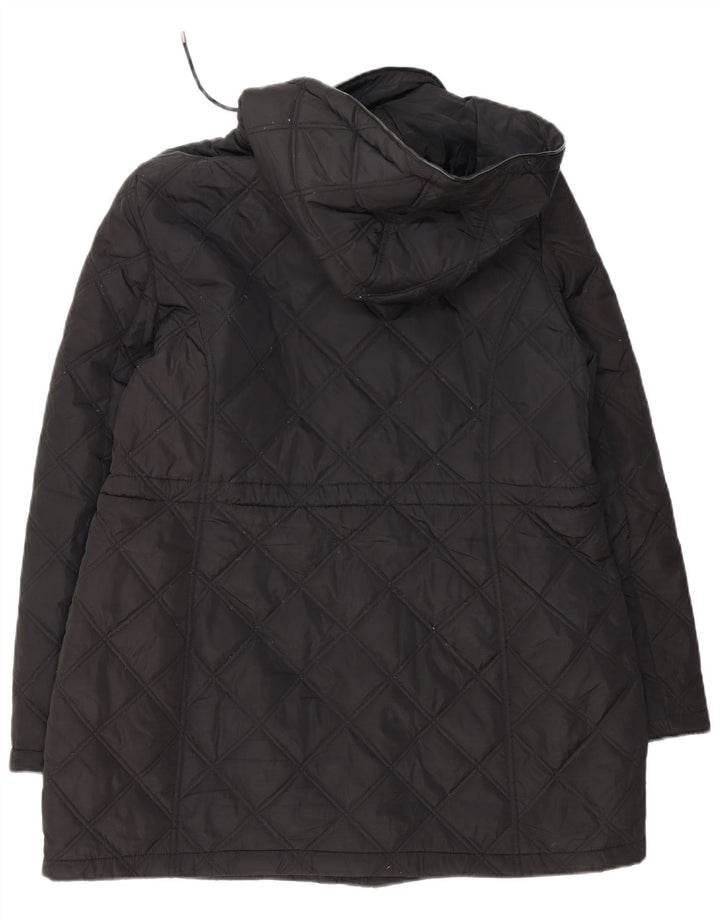Sobretudo acolchoado com capuz feminino DKNY UK 18 XL poliéster preto