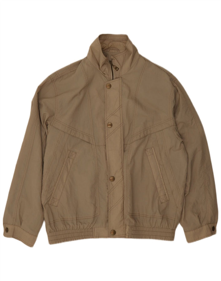Jaqueta bomber masculina vintage UK 42 XL poliéster bege
