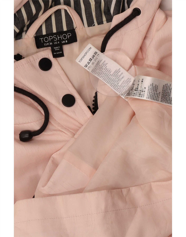 Jaqueta de chuva feminina Topshop com capuz e ajuste regular Reino Unido 8 poliéster rosa pequeno