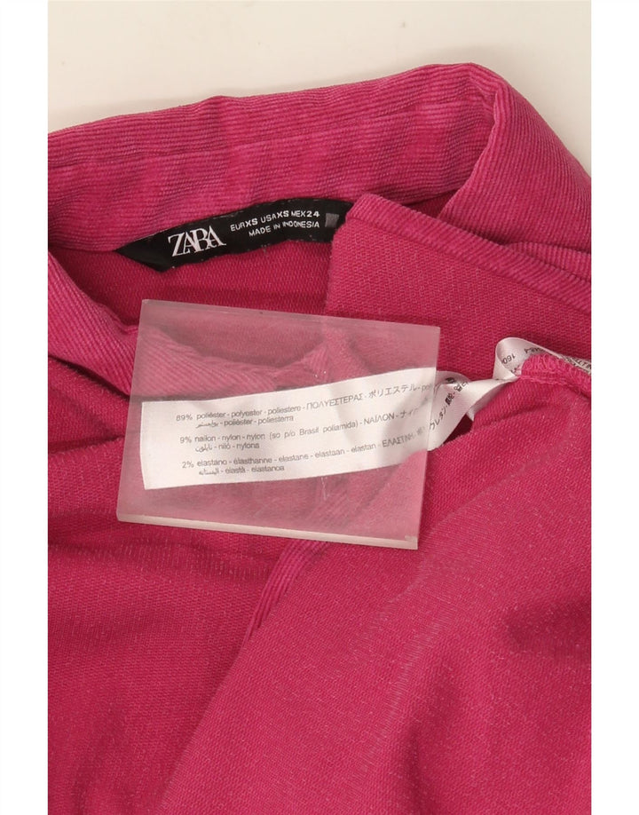 Camisa de flanela oversized feminina Zara Reino Unido 6 XS poliéster rosa
