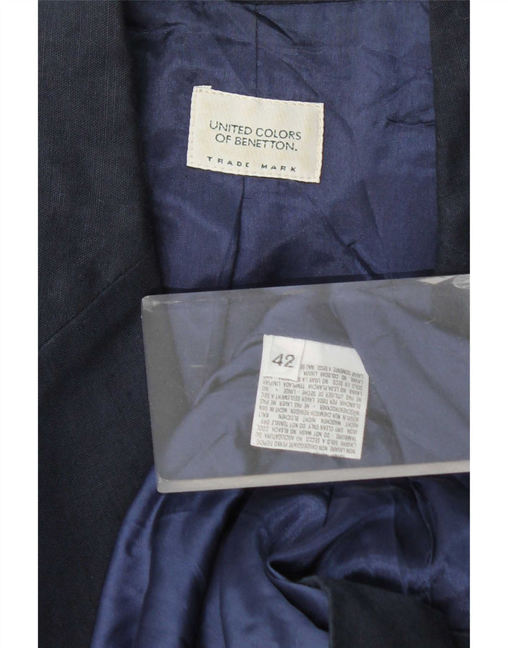 Jaqueta blazer feminina de 2 botões Benetton IT 42 algodão azul marinho médio