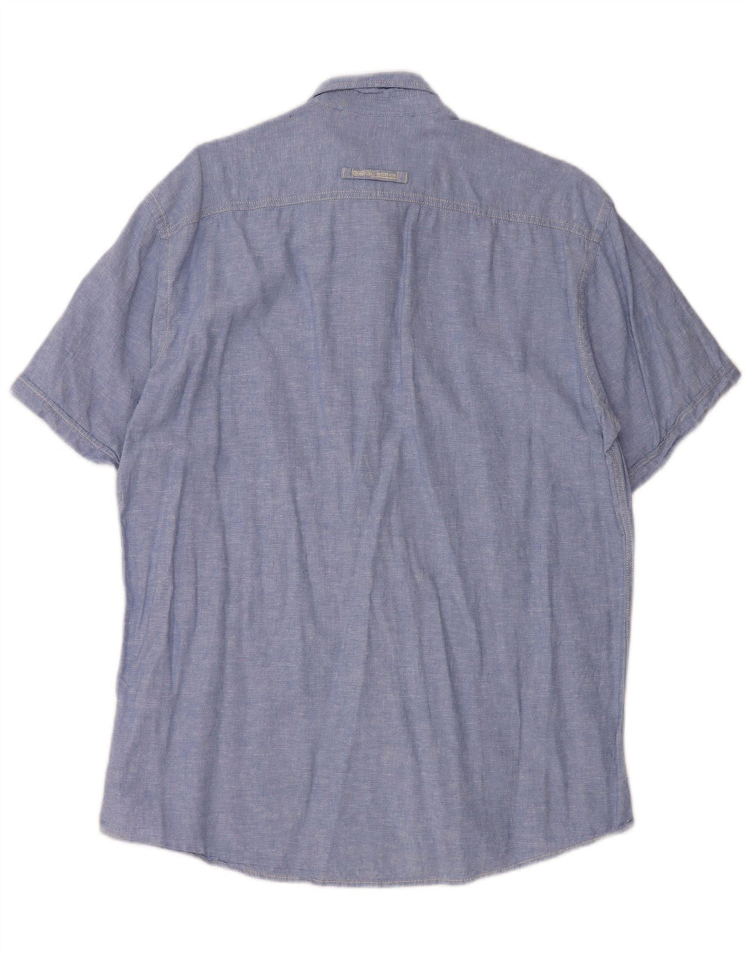 CAMEL ACTIVE Camisa masculina de manga curta com ajuste regular, linho grande azul manchado