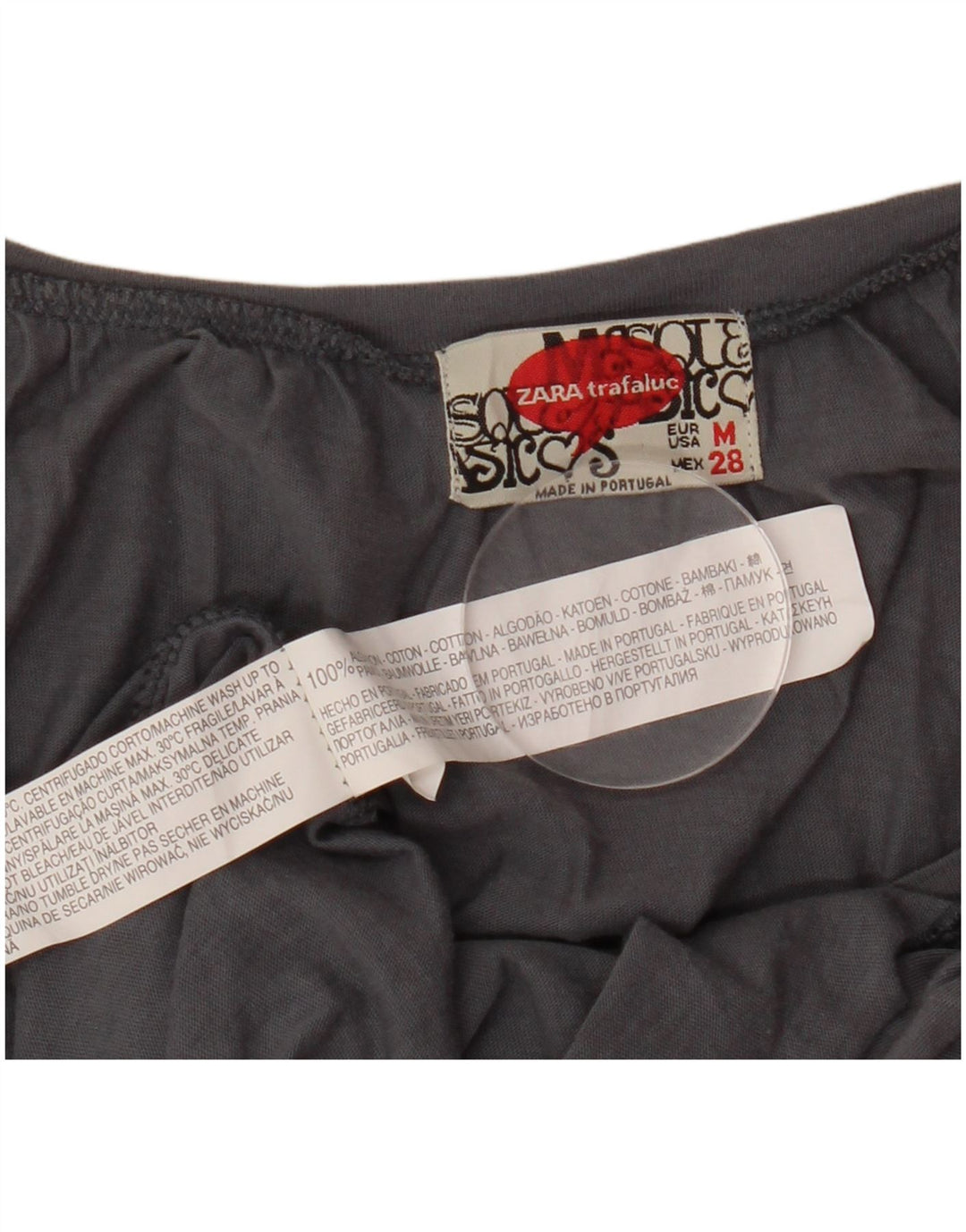 ZARA Blusa feminina Trafaluc manga 3/4 Top Reino Unido 12 algodão cinza médio