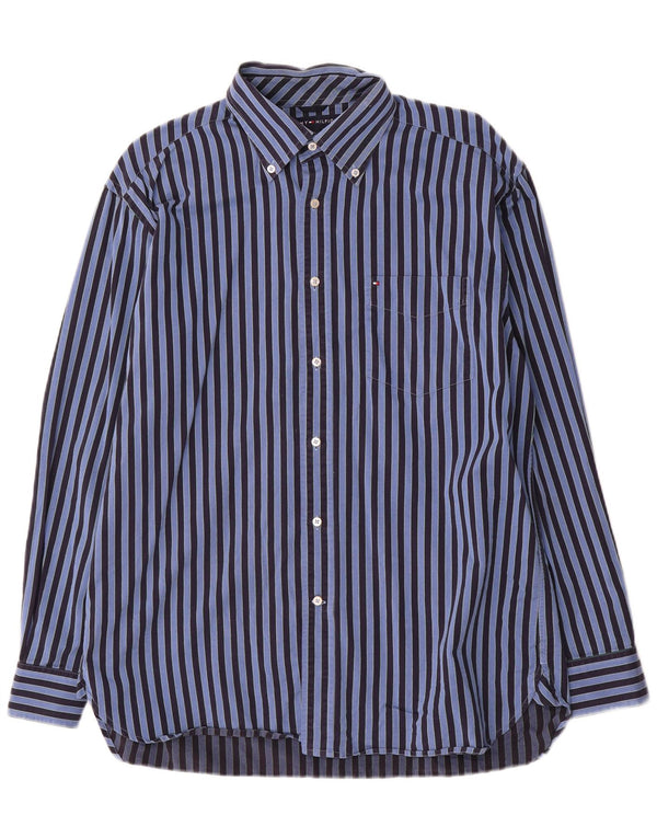 Camisa masculina Tommy Hilfiger listrada azul médio