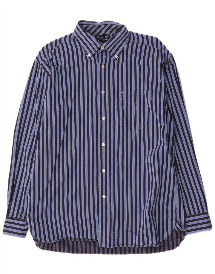 Camisa masculina Tommy Hilfiger listrada azul médio