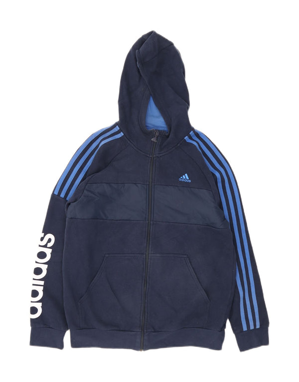 Suéter Adidas Boys Graphic Zip com capuz 14-15 anos Azul marinho Colorblock