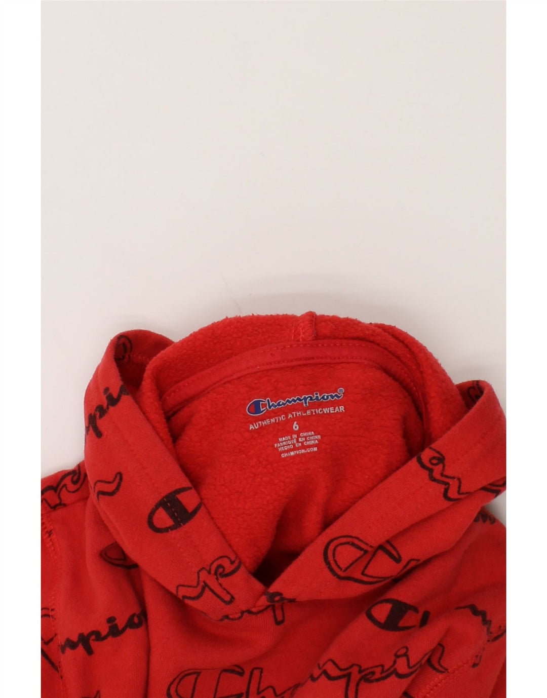 CHAMPION Boys Graphic Hoodie Jumper 5-6 Years Red Cotton Vintage Champion and Second-Hand Champion from Messina Hembry 