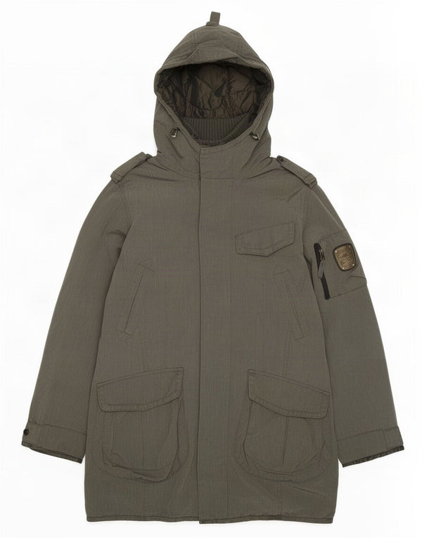 Jaqueta Parka masculina militar com capuz Dekker UK 36 poliamida cinza pequena