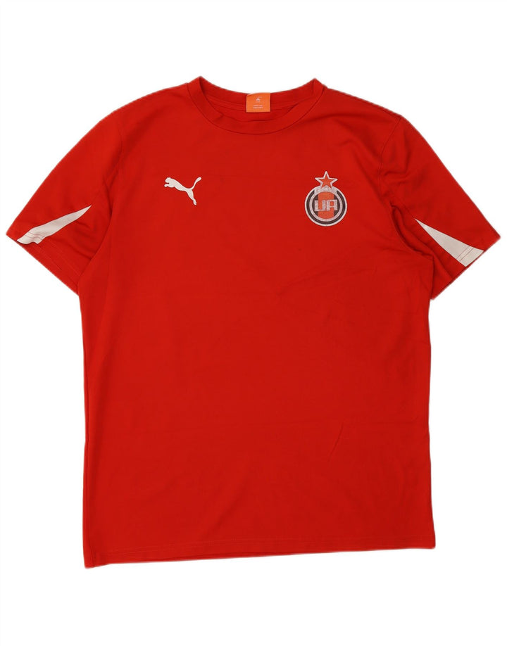 Camiseta masculina gráfica Puma grande bloco colorido vermelho